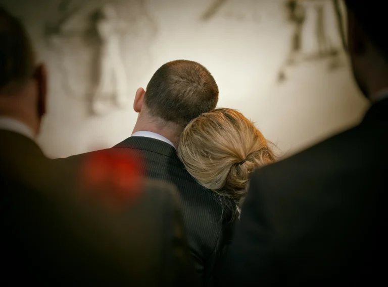 Family and friends gathered at a funeral service for quiet support and remembrance